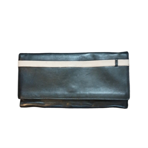 Sergio Rossi Luxe Leather Shoulder Bag Black Clutch - Picture 12 of 13
